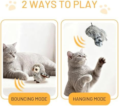Puffluv Flapping Cat Toy,Can NOT Fly Chirping Owl Interactive 3-Mode Flapping Bird, Rechargeable USB with Catnip Pouch for Indoor Kitty Playful Exercise Reduce Boredroom - Image 5