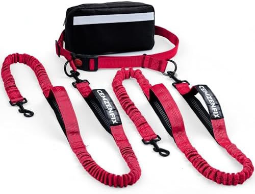 Hands Free Dog Leash for 2 Dogs, Waist Leash with Dual Bungee by Unknown