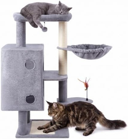 HUITREE 45in Cat Tree Tower with Big Condo for Indoor Cats,Cat Tower with Scratching Post,Scratching Board and Cat Toys,Multi-Level,Small Space,Transformer Cat Tree (336G) by HUITREE