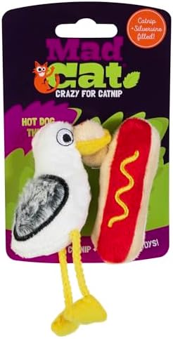 Mad Cat Hotdog Thief Bird Crinkle Cat Toy, Catnip and Silvervine, 2 Pack by Unknown