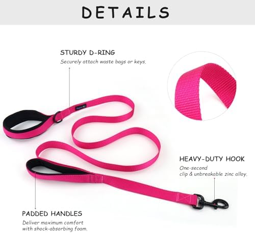 Wagtime Club Heavy Duty Double Handle Dog Leash for Large Medium Small Dogs - Image 2