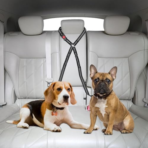 BWOGUE Double Dog Seat Belt for Car, Reflective Headrest Restraint Lead - Image 7