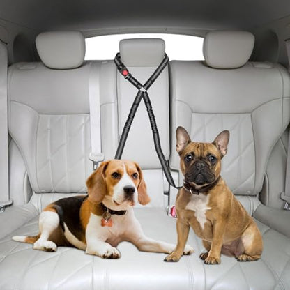 BWOGUE Double Dog Seat Belt for Car, Reflective Headrest Restraint Lead - Image 7