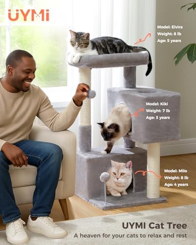 Small Cat Tree for Kittens, 32 in Cat Tower with 2 Cozy Condos - Image 2