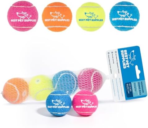 Best Pet Supplies Interactive Squeaky Dog Chew Toy, Ideal Dog Toys for Chewers, Small, Medium & Large Dogs, and Fetch Lovers - Tennis (Assorted Color), Small (Pack of 4) - Image 2