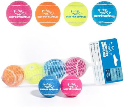 Best Pet Supplies Interactive Squeaky Dog Chew Toy, Ideal Dog Toys for Chewers, Small, Medium & Large Dogs, and Fetch Lovers - Tennis (Assorted Color), Small (Pack of 4) - Image 2