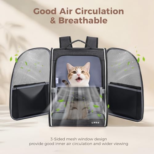 Lekereise Dog Carrier Backpack for Small Medium Dogs Cats up to 18 lbs, Breathable Pet Backpack Carrier with 3 Entrances, Collapsible Cat Backpack Carrier, Travel Hiking Puppy Backpack - Image 3