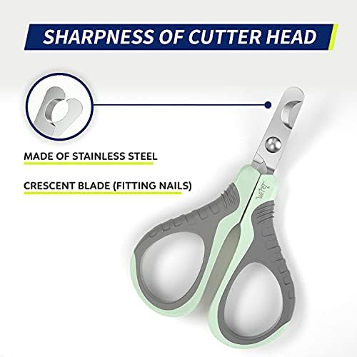 WePet Pet Nail Clippers U07.1, Professional Claw Trimmer, Bended Scissor Special for Cats, Kittens, Dogs, Puppies, Small Animals, Grey/Tea Green - Image 3