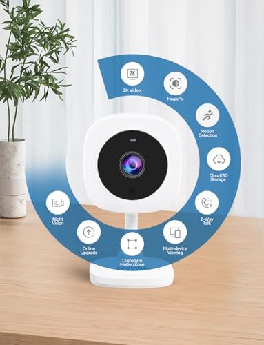 2K Home Indoor Pet Security Camera 2.4GHz with Night Vision, Dog/Cat 2-Way Audio, Wired, Motion Detection and Pet Monitor, Cloud & SD Card Storage, Phone App Control - Image 2
