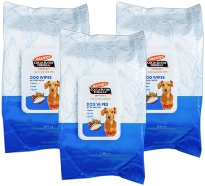 Palmers for Pets Cocoa Butter Refreshing Wipes for Dogs, 100 Count, 3-Pack by Palmers