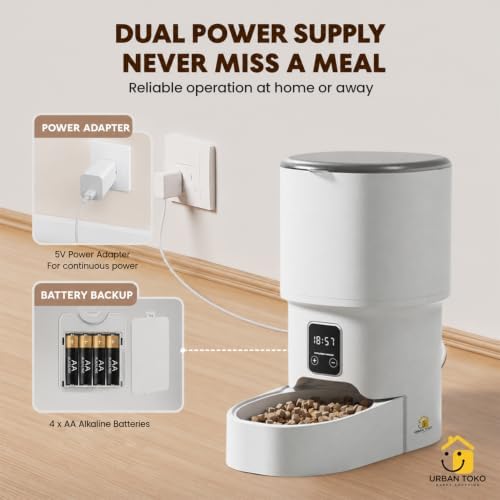 Automatic Pet Feeder for Cats & Dogs – 4L Button Type Programmable Timed Food Dispenser with Portion Control, Battery Backup, and Secure Locking Lid for Healthy Pet Routines - Image 2