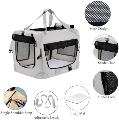 Large Cat Carrier Foldable Cat Crate, Collapsible Soft Dog Crate Carrier Kennel, Easy to Fold & Carry cat Crate, Lightweight Travel Pet Crate for Cats and Small Medium Dogs Indoor Outdoor Travel - Image 4