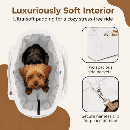 Everyday Cozy Carry Dog Tote for Small Dogs up to 13 lbs, White - Image 2