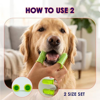Dog Finger Toothbrush, 2 Pack, Small & Large Sizes for Better Finger Fit - Image 4