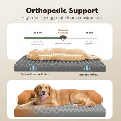 MEKIY Orthopedic Waterproof Jumbo Dog Bed with Bolster for Extra Large Dogs - Image 3
