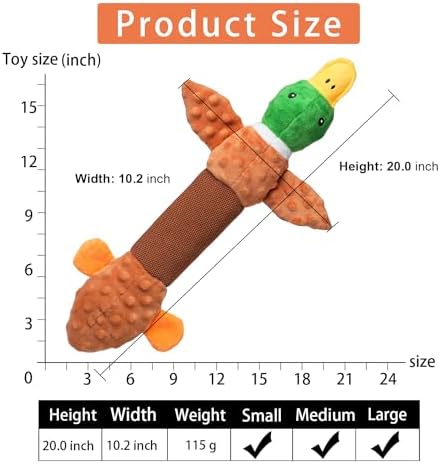 Sedioso Extra Large Dog Toy, Durable Dog Toy for Large Breed, 20 Inch Tug of War Dog Interactive Toy, Stuffed Animal Dog Chew Toy with Crinkle Paper for Small, Middle and Big Dogs(Duck) - Image 6