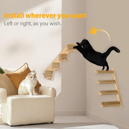 2 Pack 4 Steps Cat Wall Shelves and Stairs with Sisal Rope.Cat Wall Steps/Ladder Furniture ＆ cat Tree Supplies(Catstairs 2Pack-4Steps) - Image 5