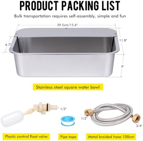 3Gal Automatic Outdoor Dog Water Dispenser for Large Breed Dogs Auto Self Filling Water Bowl Stainless Steel Dog Pet Waterer for Big Cat Chicken Goat Sheep Livestock (15.7" X 11.8") - Image 6