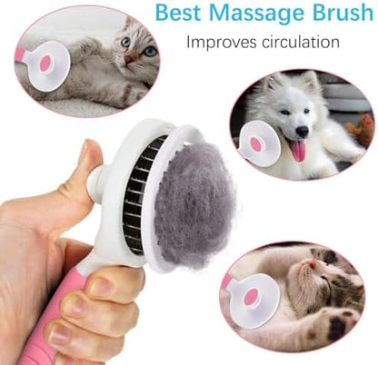 Self Cleaning Slicker Brush - Cat Brush Skin-Friendly Deshedding Grooming Massaging Tool for Long & Short Haired Pets, Cat Hair Brushes Easy Removes Undercoat for Dogs Cats Rabbits-UPGRADED, Pink - Image 5