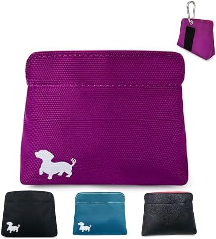Small Dog Treat Pouch – Slim Magnetic Pocket Dog Treat Bag for Walking & Training – Discreet Clip On Treat Pouch for Leash, Waistband or Pocket – Mess Free Storage (Pink) by Swaggly