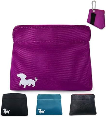 Small Dog Treat Pouch – Slim Magnetic Pocket Dog Treat Bag for Walking & Training – Discreet Clip On Treat Pouch for Leash, Waistband or Pocket – Mess Free Storage (Pink) by Swaggly
