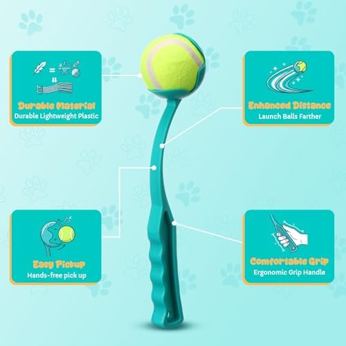 Junkin 2 Pcs 12.6-inch Dog Ball Launcher with 6 Pcs 2.5-inch Tennis Balls Pet Dog Thrower Fetch Toy for Dogs 20-60 lb Outdoor Training Park Backyard Beach - Image 5