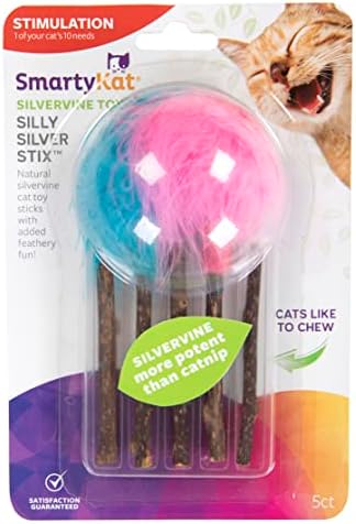 SmartyKat (5 Count) Silly Silver Stix Natural Silvervine Cat Toys - Blue/Pink, One Size - Image 2