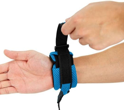 Gooby Soft Mesh Wrist Band Surfer Leash - Sea Blue, 6 FT - Comfortable Hands Free Leash with Elastic Band for Small, Medium and Large Dogs
