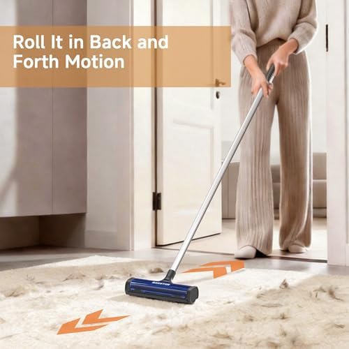 Pet Hair Remover for Carpet, Carpet Sweeper with Dust Container - Image 4