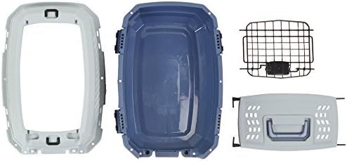 Amazon Basics 2-Door Top-Load Hard-Sided Pet Travel Carrier for Cats and Small Dogs, 19" L x 12.6" W x 10" H, Gray & Blue - Image 7