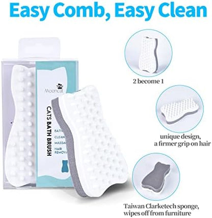 Mooncat Cat Brush - 2-in-1 Silicone Grooming & Furniture Hair Remover - Image 6