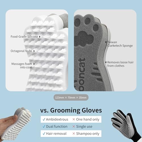 Mooncat Waterless Cat Shampoo + 2-in-1 Cat Bath Brush Set, No Rinse Dry Foam Bath for Short Hair Cats & Kittens, SGS-Tested Lick-Safe, Veterinarian Approved & pH-Balanced, Brush, 5 oz - Image 6