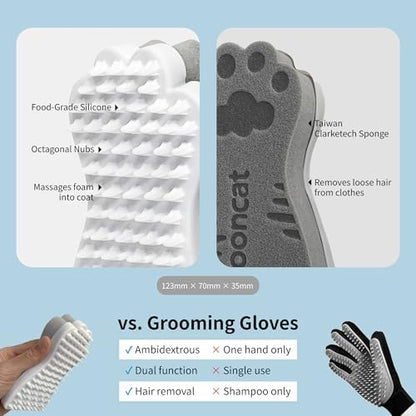 Mooncat Waterless Cat Shampoo + 2-in-1 Cat Bath Brush Set, No Rinse Dry Foam Bath for Short Hair Cats & Kittens, SGS-Tested Lick-Safe, Veterinarian Approved & pH-Balanced, Brush, 5 oz - Image 6