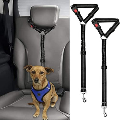 BWOGUE 2 Pack Dog Seat Belt for Car, Adjustable Nylon Headrest Restraint by BWOGUEPetHome