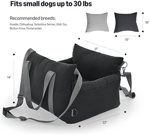 Amazon Basics Dog Car Seat, Pet Booster for Small-Medium Dogs with Leash & Washable Cover, Black - Image 4