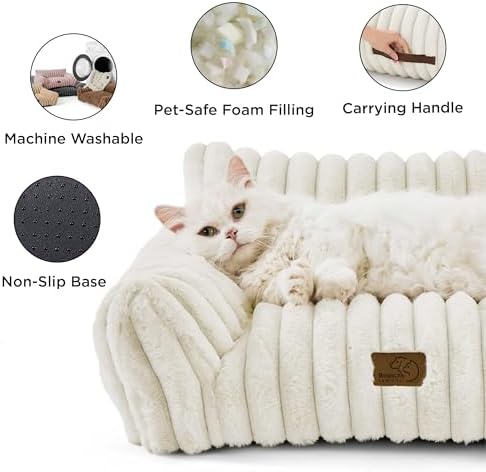 Bedsure ComfyFleece™ Shown on TV Fluffy Cute Dog Couch for Pets,30in Cream - Image 5