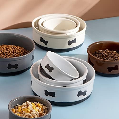 Sweejar Ceramic Dog Bowls with Bone Pattern, Dog Food Dish for Medium Dogs, Porcelain Pet Bowl for Water 35 Fl Oz (Gray) - Image 6