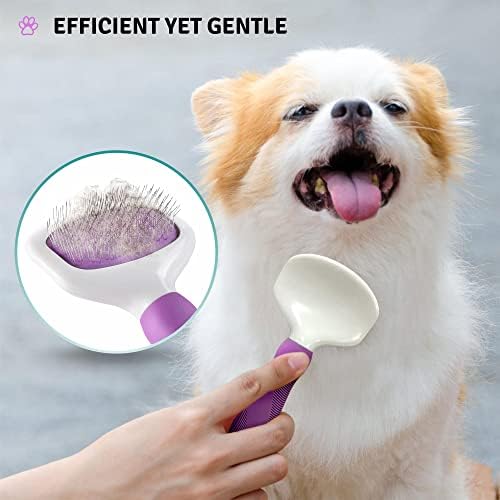 POODLIE Pet Grooming Bundle - Detangling Pet Comb with Long & Short Stainless Steel Teeth for Removing Matted Fur, Knots & Tangles + Slicker Brush for Small and Large Dogs with Curly Hair - Image 7