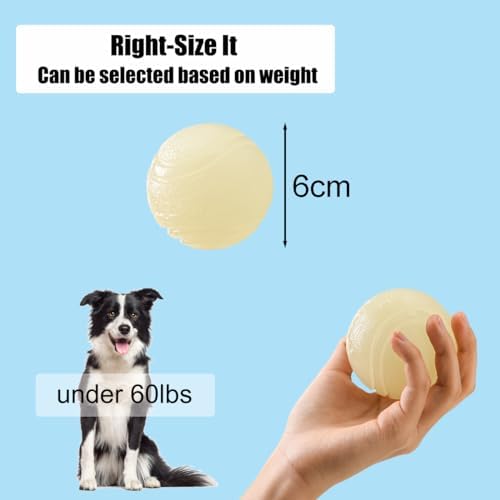 2 PCS Glowing Fetch Balls - Rubber Glowing Dog Toy Balls, High Bounce, Chew Resistant, Under 60 Lbs, Belgian Malinois Gifts (6CM) - Image 4