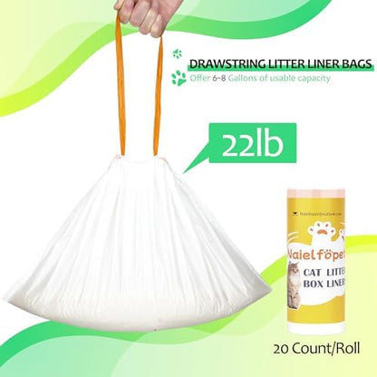 120 Count 18" x 12.6" Cat Litter Box Liners, Replaced Trash Bags Fit for Cat Litter Box MW-SC01/MW-SC02/MW-LR01,Thick Heavy Duty Drawstring Replacement Waste Drawer Liners for Automatic Litter Box - Image 2