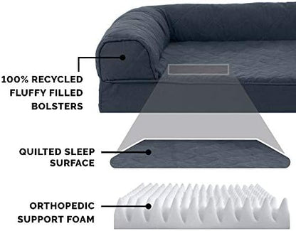 FurHaven Classic Sofa Orthopedic Dog Bed for Large Dogs, with Orthopedic Egg Crate with a Solid Orthopedic Foam Base for Joint Support, Removable Washable Cover, Large, Quilted Sofa, Iron Gray - Image 4