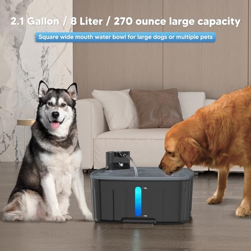 Dog Water Fountain Wireless,2.1GAL/8L Large Dog Water Fountain Battery Operated, Dog Fountain Water Bowl with Sensor,Wireless Smart Pump,Timer,BPA-Free,Ideal for Large Dogs,Multi-Pet Home - Image 4