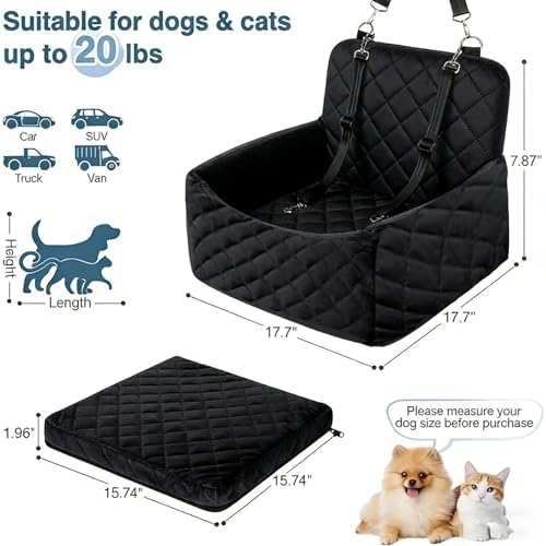Dog Car Seat for Small Medium Dogs - Memory Foam Seat with Cushion for Pets Under 35lbs,Detachable & Machine Washable Pet Car Bed, Includes 2 Safety Belts Storage Pockets,Universal Fit for SUV Sedan - Image 2