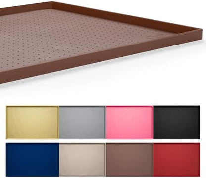 Hubulk Dog Feeding Mat,100% Waterproof Food Grade Silicone Pet Food and Water Bowl Placemat,Dishwasher, High Raised Edge to Prevent Spills,Nonslip Tray to Stop Messes on Floor（28"x18"x0.8", Brown） by Hubulk