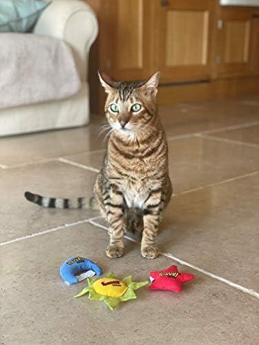 YEOWWW Catnip Cat Toy for Indoor and Outdoor Cats -Premium Quality Strong Catnip Toys for Cats (1x Crinkle Catnip Toy Sun 1 x Moon 1x Star) - Image 3