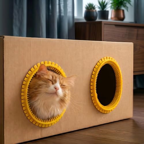 Cat Self Groomer Arch for Cardboard Boxes(Yellow | Refill) by TWWidgon