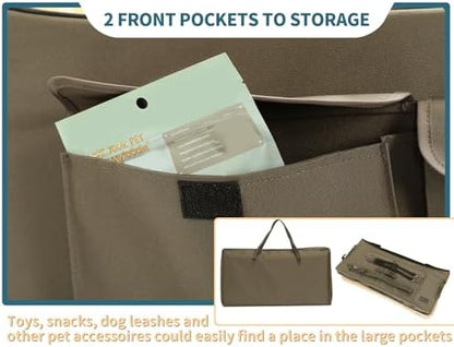 Petsfit Dog Booster Seat for 2 Small Dogs or Medium Dog up to 55 lbs, Large Dog Car Seat with 2 Big Pockets for Cars, Trucks and SUVs (Large, Brown) - Image 6