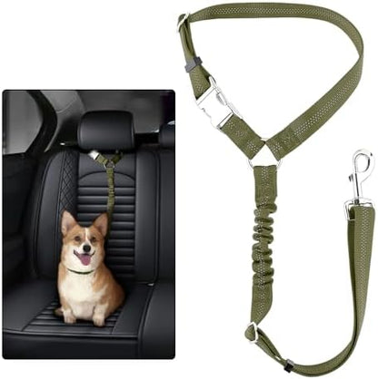Plutus Pet Dog Seat Belt for Car Headrest, Reflective with Elastic Bungee by PLUTUSPET