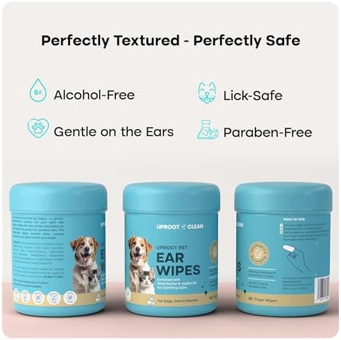 Uproot Clean Cat & Dog Ear Cleaner Finger Wipes: Natural, Disposable, 50ct - Image 6