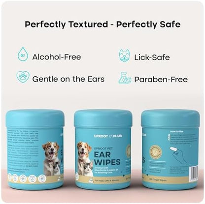 Uproot Clean Cat & Dog Ear Cleaner Finger Wipes: Natural, Disposable, 50ct - Image 6